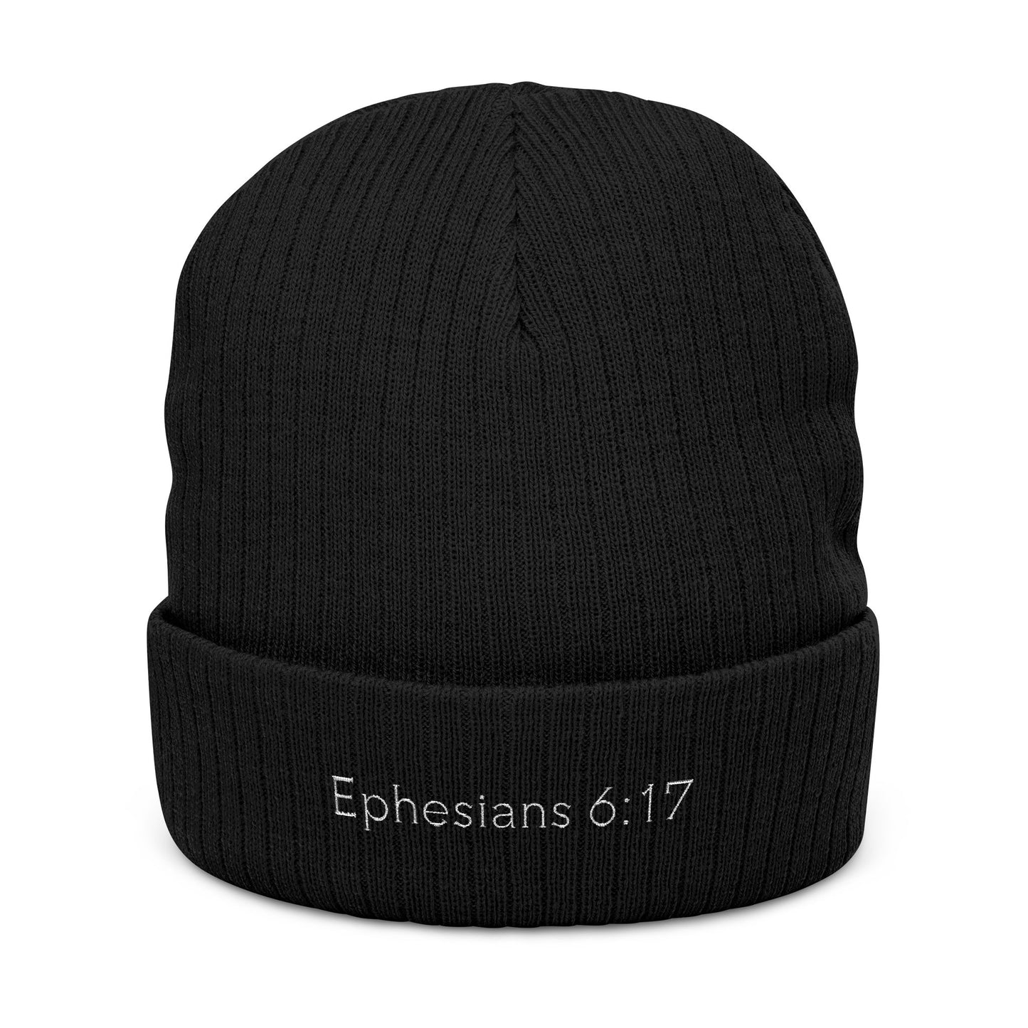 Ephesians 6:17 Embroidered Ribbed Knit Beanie