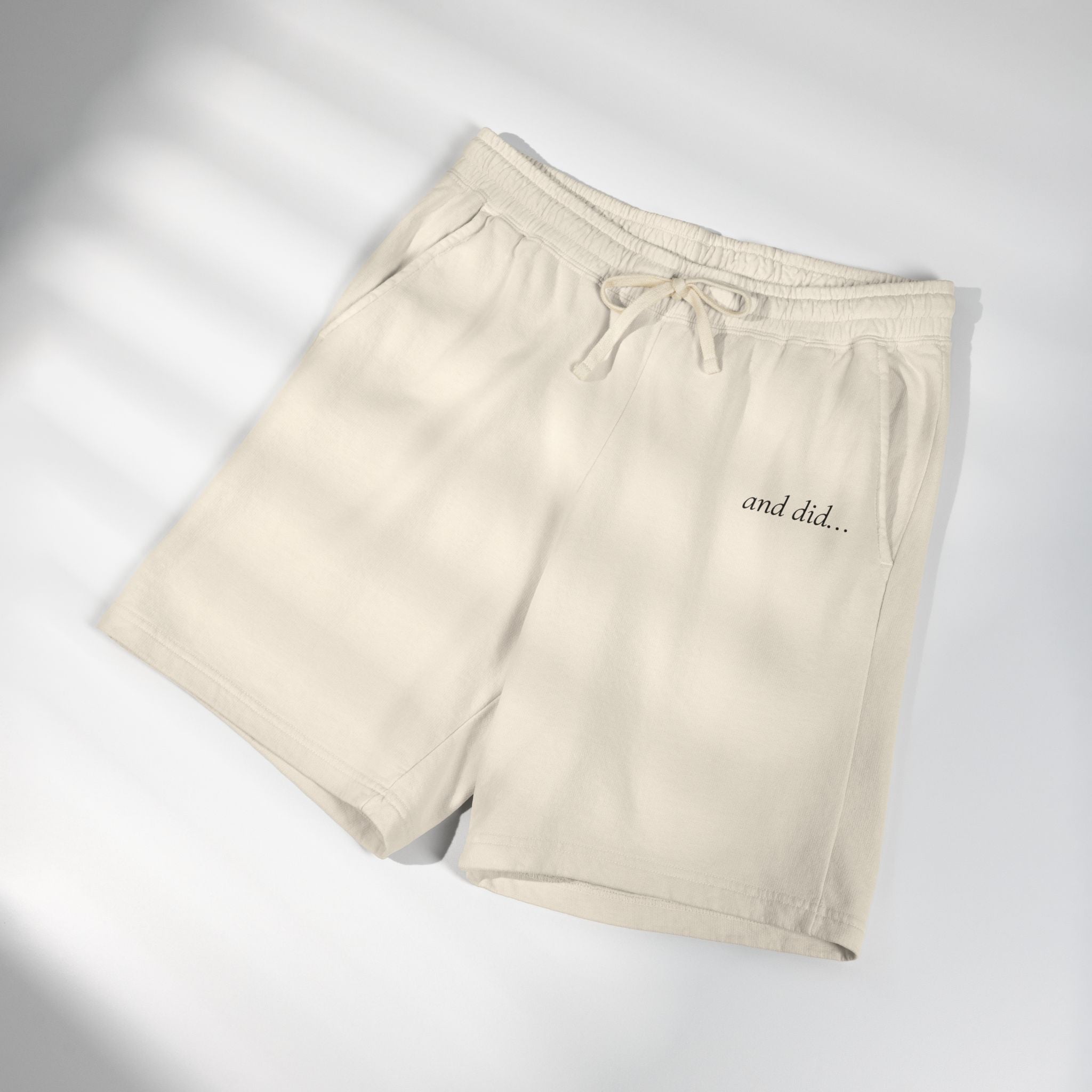 Lightweight Fleece Sweat Shorts — "and did..." Embroidered Lounge Shorts
