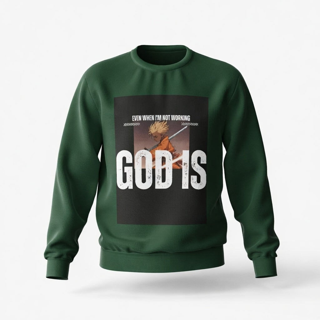 God Is Working Sweatshirt, Unisex Crewneck, Faith-Based Fashion, Comfortable Layering, Gift for Believers, Perfect for Sundays