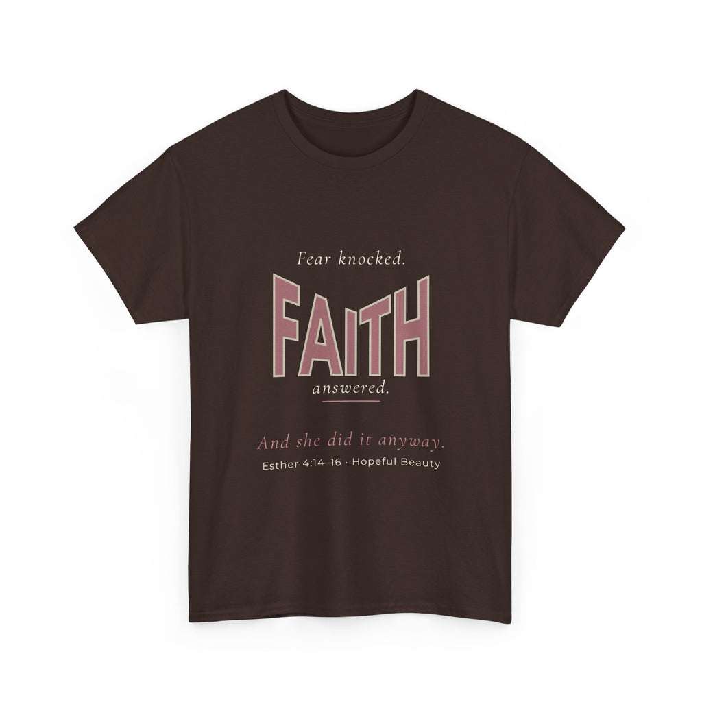 Faith Knocked, Faith Answered T-Shirt — Inspirational Scripture Tee (Esther 4:14)