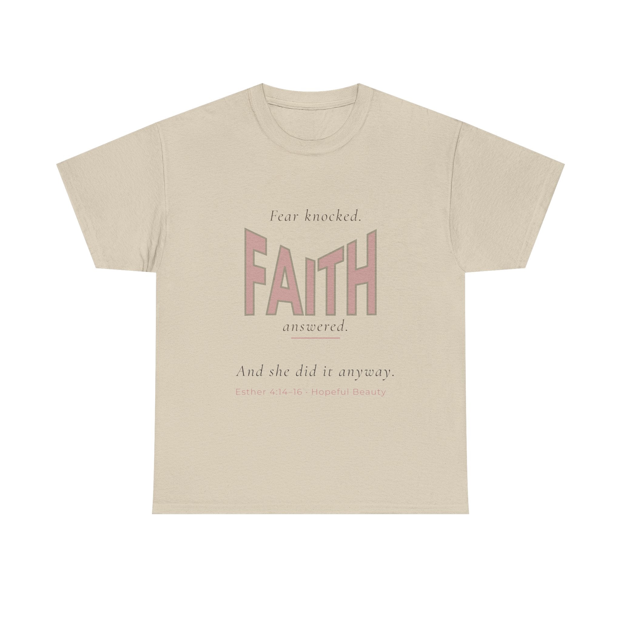 Faith Knocked, Faith Answered T-Shirt — Inspirational Scripture Tee (Esther 4:14)