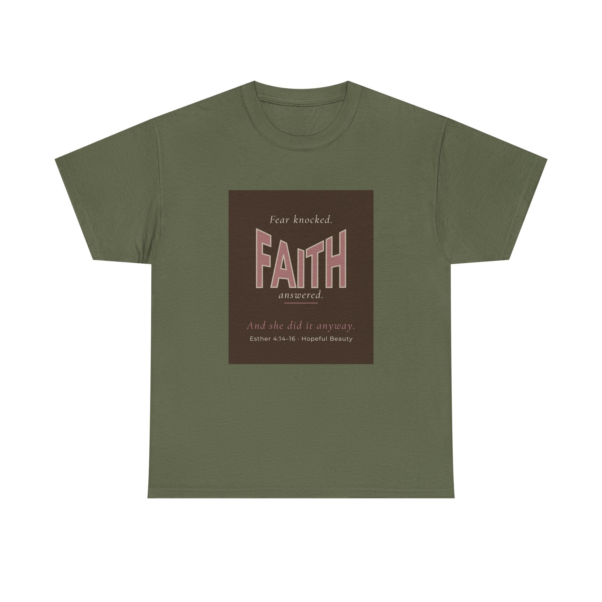 Faith Knocked, Faith Answered T-Shirt — Inspirational Scripture Tee (Esther 4:14)