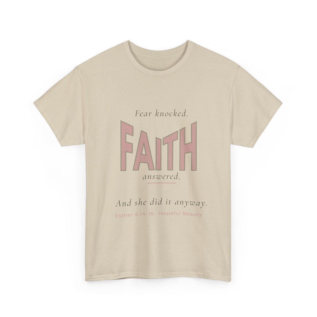 Faith Knocked, Faith Answered T-Shirt — Inspirational Scripture Tee (Esther 4:14)