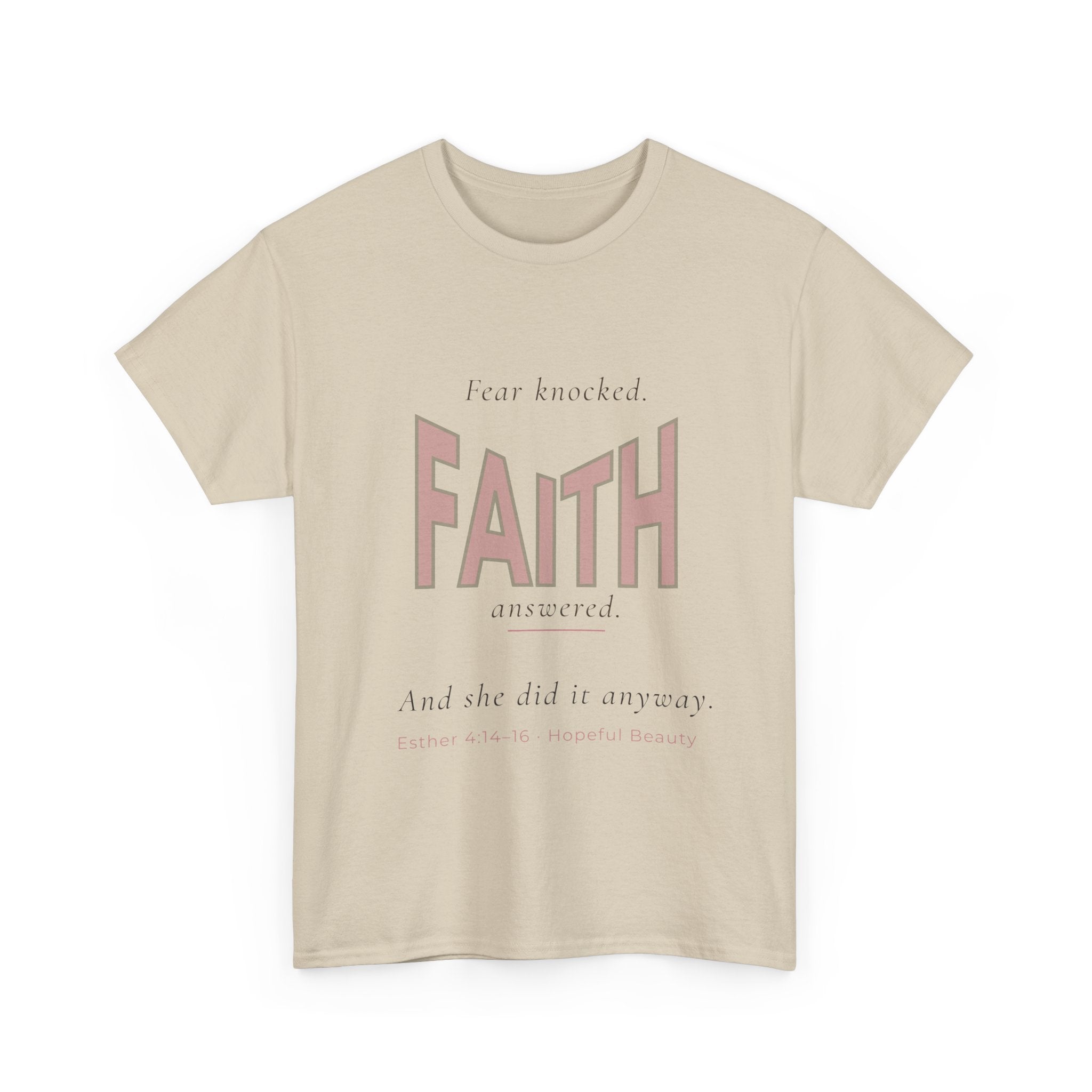 Faith Knocked, Faith Answered T-Shirt — Inspirational Scripture Tee (Esther 4:14)
