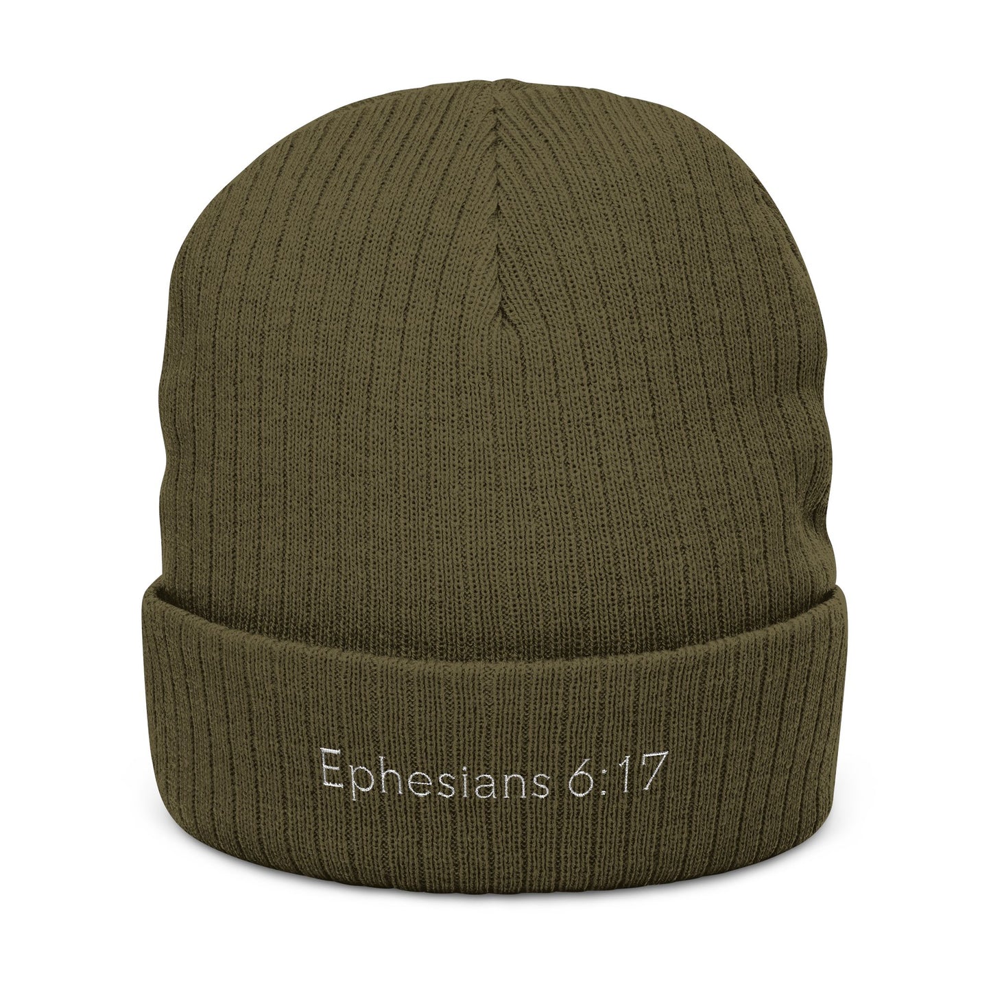 Ephesians 6:17 Embroidered Ribbed Knit Beanie